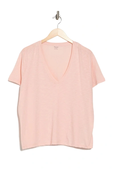 Madewell V Neck T-shirt In Dusty Pink