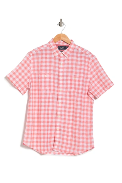 Grayers Lenox Short Sleeve Gingham Print Regular Fit Shirt In Burnt Siena