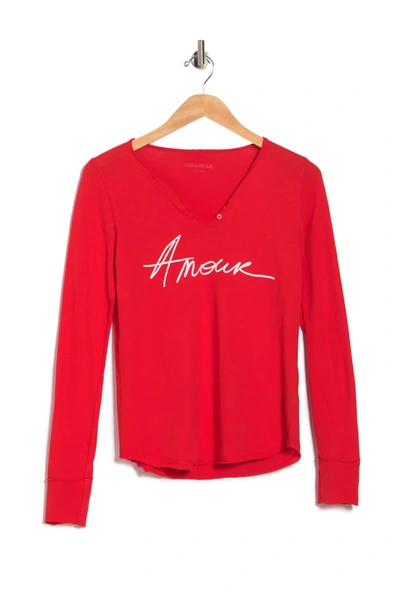 Zadig & Voltaire Tunisien Amour Long Sleeve T-shirt In Red
