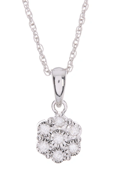 Effy Sterling Silver Diamond Clover Pendant Necklace In White