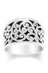 LOIS HILL STERLING SILVER CONCAVE BAND SCROLL RING,651799409583