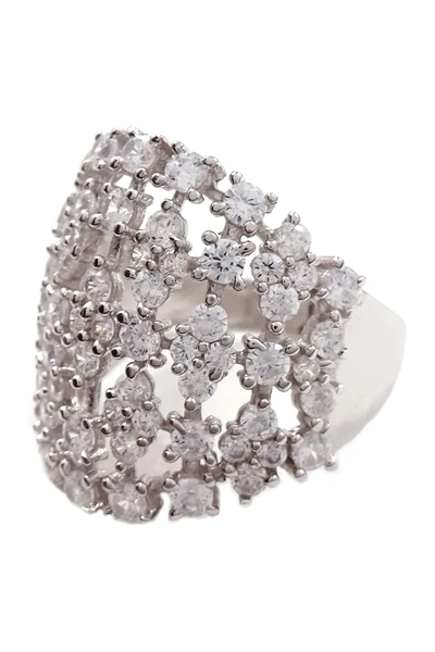 Savvy Cie Sterling Silver Cz Wide Stacked Ring In White