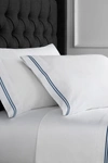 Melange Home King 600 Thread Count Cotton 2 Stripe Embroidered Sheet 4-piece Set In Navy