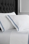 Melange King 600 Thread Count Cotton 2 Stripe Embroidered Sheet 4-piece Set In Navy
