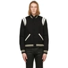 Saint Laurent Men Teddy Varsity Bomber Jacket In 1070 Blkwht