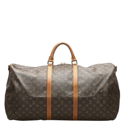 Pre-owned Louis Vuitton Brown Monogram Canvas Keepall 55 Bag