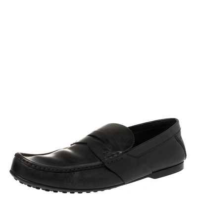 Pre-owned Louis Vuitton Black Leather Slip On Loafers Size 43.5