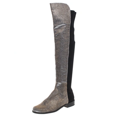 Pre-owned Stuart Weitzman Multicolor Lurex And Stretch Fabric Knee Length Boots Size 37.5
