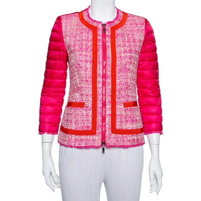 Pre-owned Moncler Pink Tweed & Synthetic Prune Jacket S
