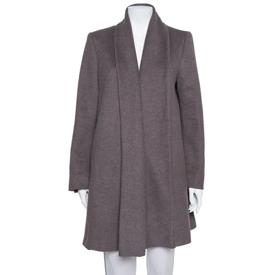 Pre-owned Max Mara Dark Grey Wool Open Front Coat L