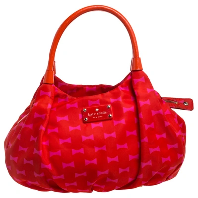 Pre-owned Kate Spade Pink/red Nylon Karen Hobo