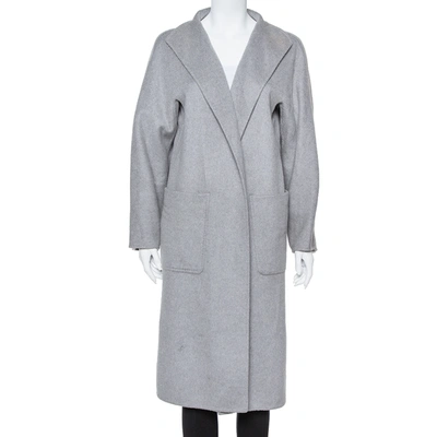 Pre-owned Max Mara Grey Cashmere Open Front Coat L