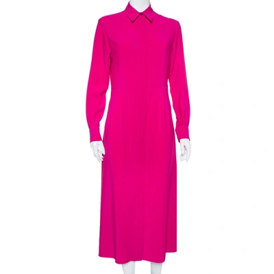 Pre-owned Joseph Purple Silk Long Sleeve Maxi Shirt Dress M