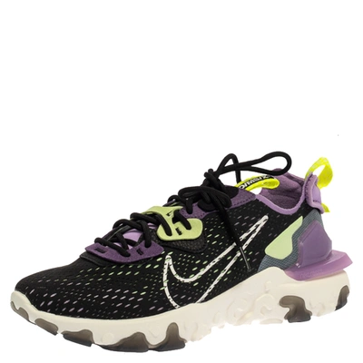 Pre-owned Nike Black/purple Leather And Fabric React Vision Sneakers Size 42