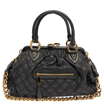 Pre-owned Marc Jacobs Dark Grey Quilted Leather Stam Satchel