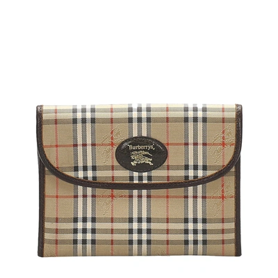 Pre-owned Burberry Brown/beige Haymarket Check Canvas Clutch Bag