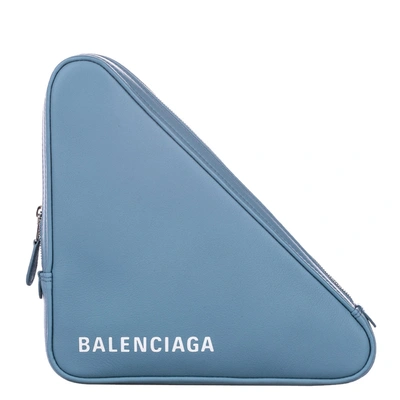 Pre-owned Balenciaga Blue Leather M Triangle Pochette