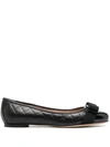 Ferragamo Ballet Flats Varina Patent Leather In Black