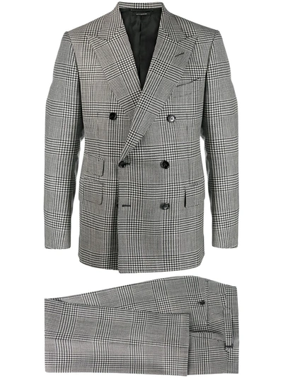 Tom Ford Prince Of Wales Checked Suit In Black