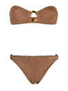 Hunza G Bandeau Knit Bikini Set In Brown