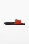 Alexander Wang Red Rubber Logo Pool Slides In Bright Red