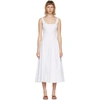 Staud Wells Pleated Cotton-blend Poplin Maxi Dress In White