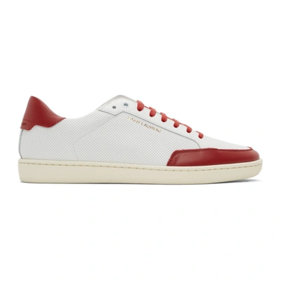 Saint Laurent White & Red Court Classic Sl/10 Sneakers