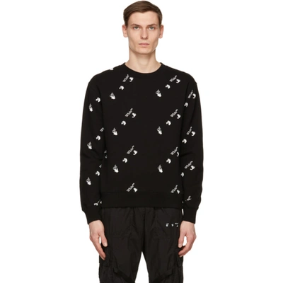 Off-white Black & White All Over Logo Sweatshirt In Black And White