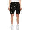 OFF-WHITE BLACK & WHITE ALL OVER LOGO SHORTS