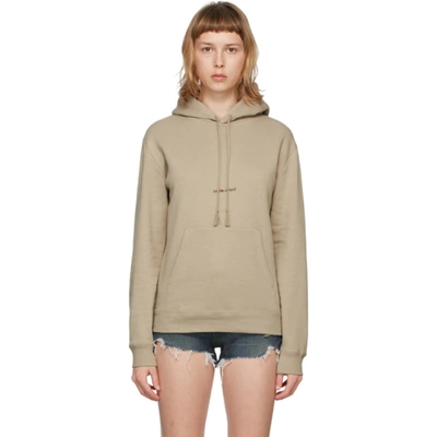 Saint Laurent Beige Rive Gauche Logo Hoodie