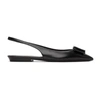 Saint Laurent Anais Ysl Bow Slingback Flats In Black,blue