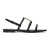 Saint Laurent Black Patent Cassandra Open Sandals