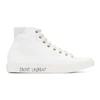 Saint Laurent White Canvas Malibu Mid-top Sneakers