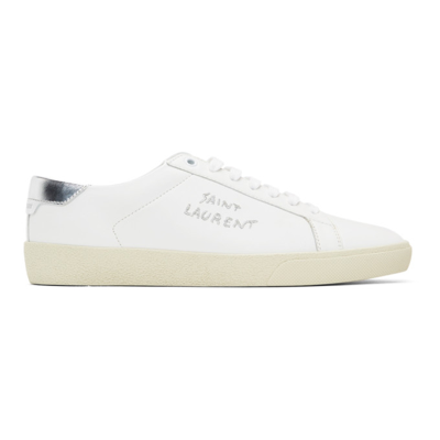 Saint Laurent Men's Court Classic Sl/06 Leather Low-top Trainers In White