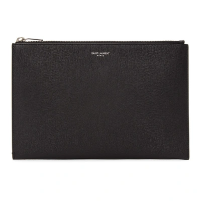 Saint Laurent Black Mini Tablet Holder Pouch In 1000 Black