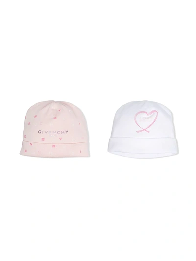 Givenchy Babies' Set Of 2 Logo Print Hats In White