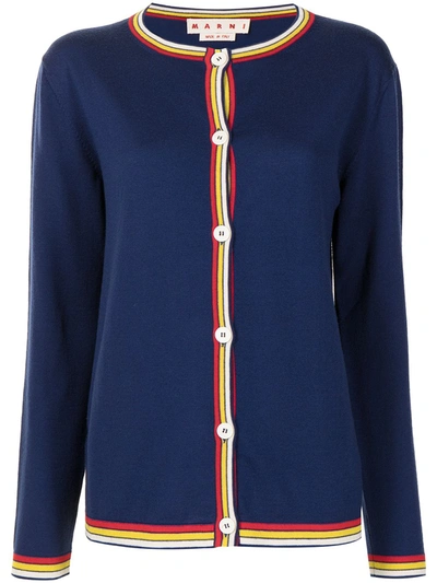 Marni Crew Neck Cardigan In Blue