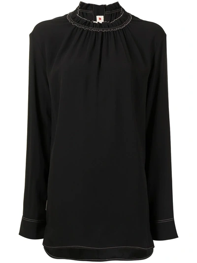 Marni Ruffled-neck Buttoned Blouse In Black
