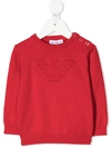 EMPORIO ARMANI EMBOSSED-LOGO COTTON JUMPER