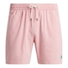 Polo Ralph Lauren 5.75-inch Traveler Classic Swim Trunk In Sunrise Red Seersucker