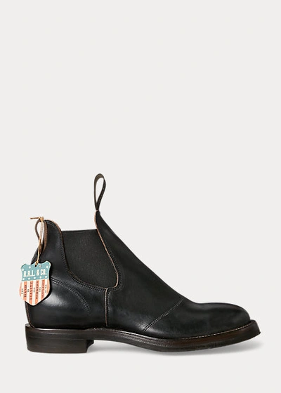 Double Rl Hand-burnished Leather Chelsea Boot In Black
