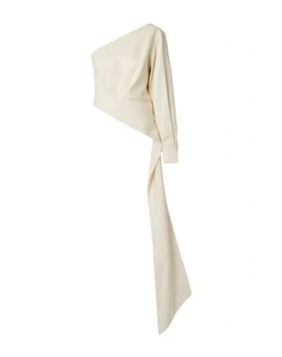 Brandon Maxwell Vinch One-shoulder Draped Ribbed Crepe Top In White