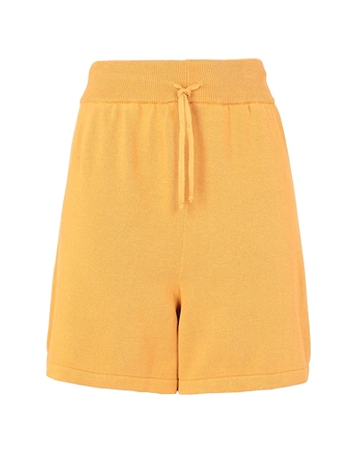 8 By Yoox Cotton Knit Shorts Woman Shorts & Bermuda Shorts Ocher Size M Cotton In Yellow