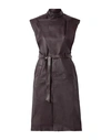 SITUATIONIST SITUATIONIST WOMAN OVERCOAT & TRENCH COAT DARK BROWN SIZE 4 SOFT LEATHER,16014729LW 2