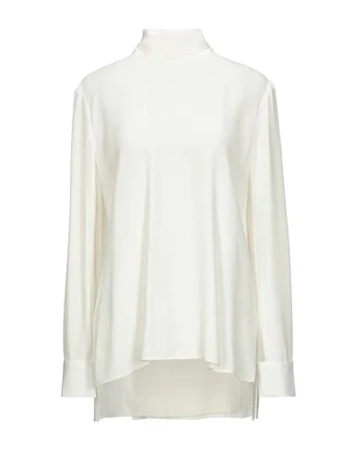 Adam Lippes Long Sleeve Crepe Blouse In White