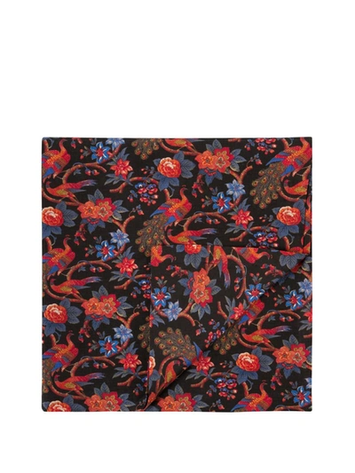 La Doublej Pavone-print Linen Tablecloth In Black
