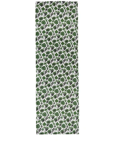 La Doublej Wildbird-print Linen Runner In White