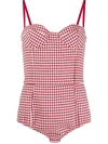 Red Valentino Houndstooth-pattern Bustier Bodysuit In Red