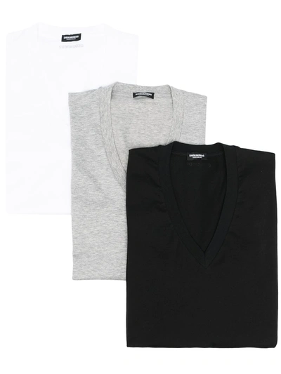 Dsquared2 Logo-detail V-neck T-shirt In White