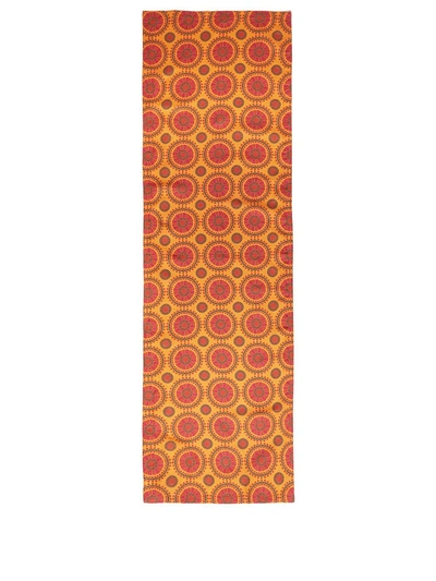 La Doublej Ruote-print Linen Runner In Yellow